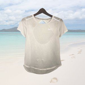 Nike Running Short Sleeve, Open-Back Athletic Shirt White